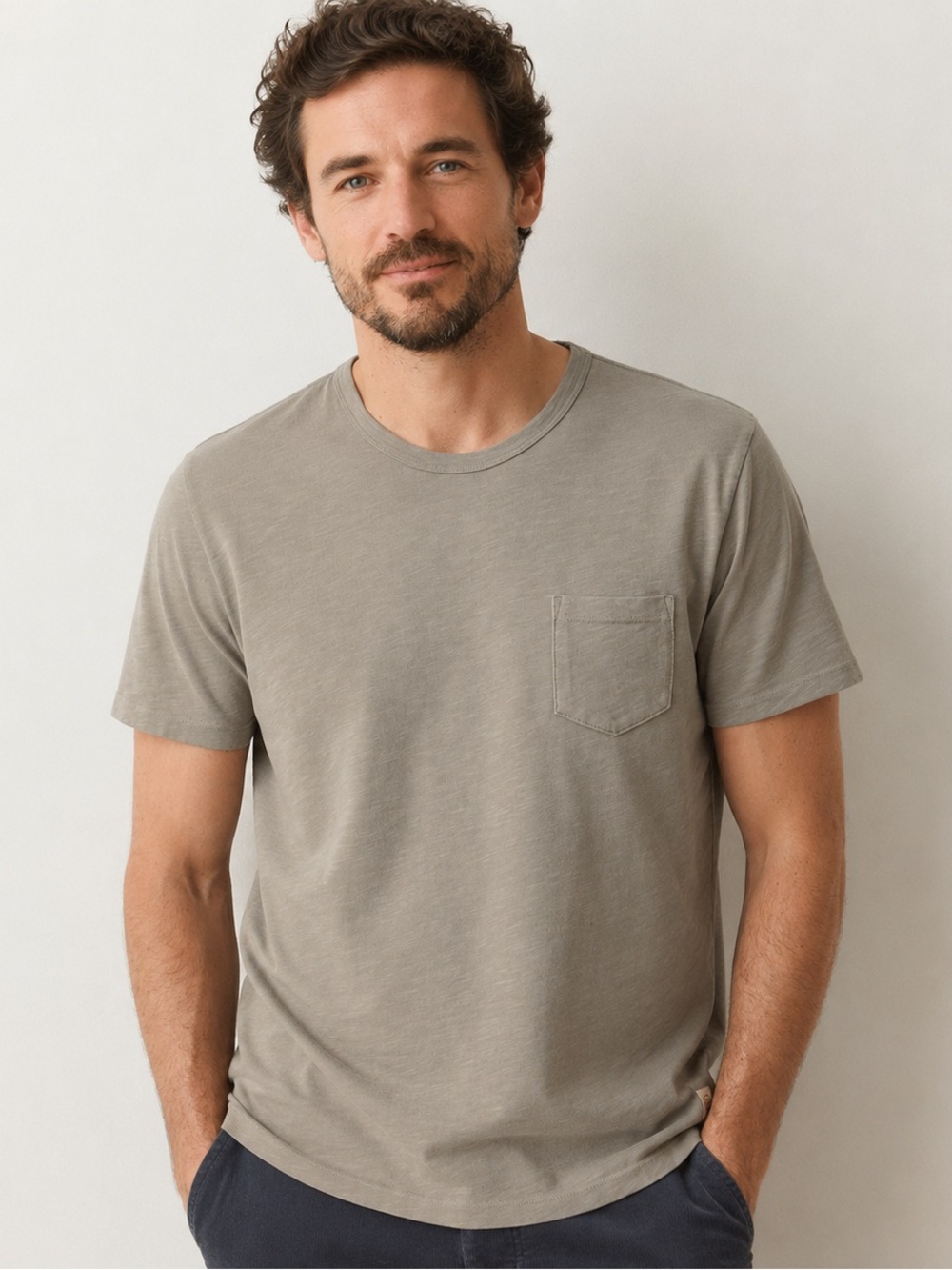 Marine Layer Men's XL Short Sleeve Pocket Tee in Taupe